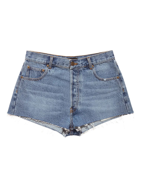  Mainless Frayed Denim Shorts - Blue 