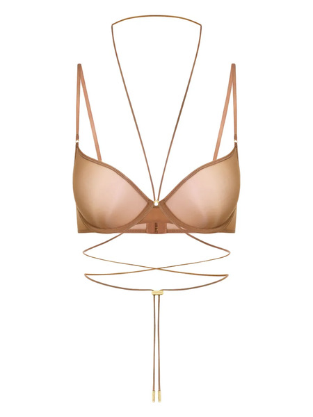  Maison Close Balconette Tie-detail Bra - Brown 