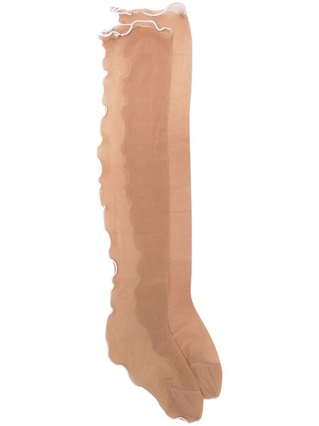  Maison Close Contrast-lining Stretch Tights - Neutrals 