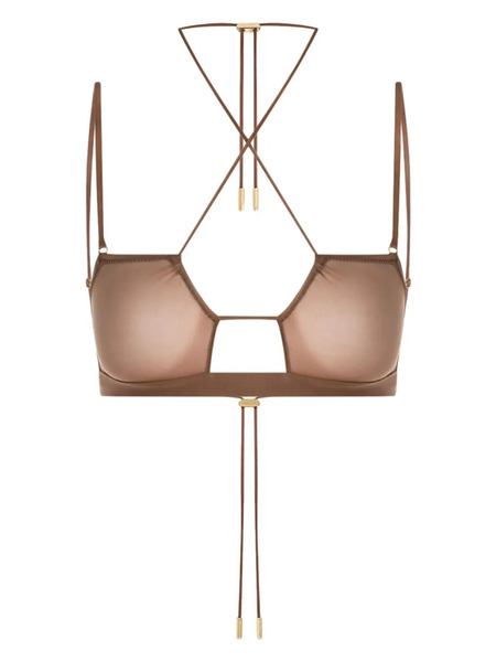  Maison Close Cross-back Bralette - Brown 