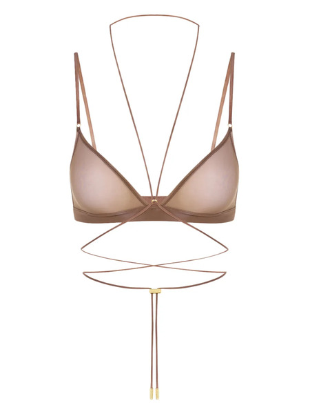  Maison Close Cross-back Triangle Bra - Brown 