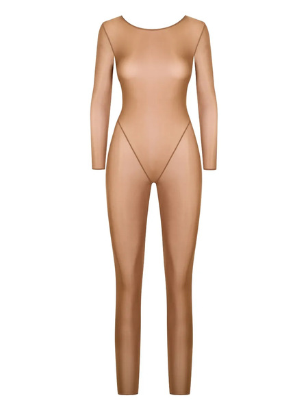  Maison Close French Kiss Light Open-back Long-sleeve Jumpsuit - Neutrals 