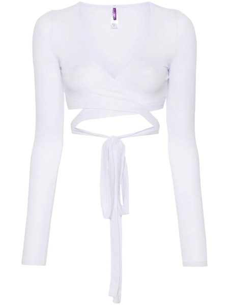  Maison Close La Femme Amazone Ribbed Wrap Blouse - White 