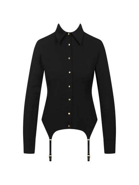  Maison Close Lace Back Suspender Shirt - Black 