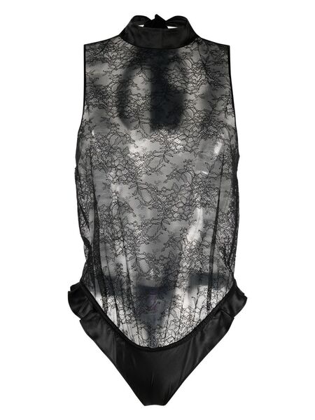  Maison Close Lace-panel Halterneck Body - Black 