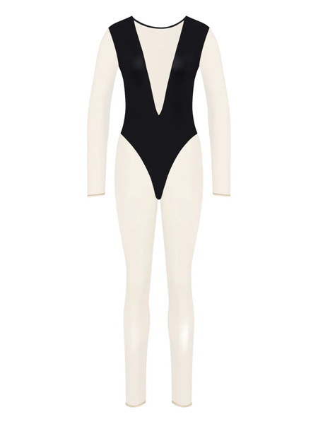  Maison Close Pure Tentation V-neck Long-sleeve Jumpsuit - Black 