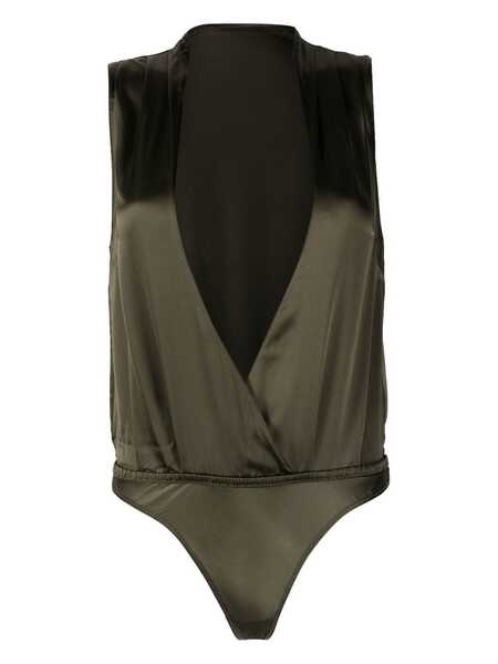  Maison Close Silk Plunge V-neck Bodysuit - Green 