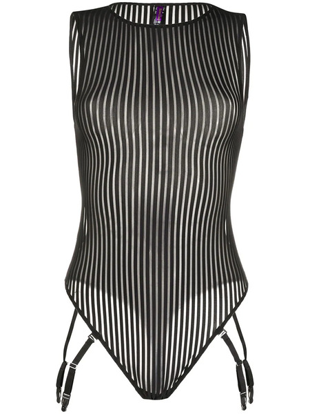  Maison Close Striped Bodysuit - Black 