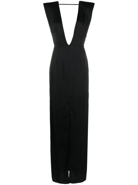  Maison Close V-neck Satin-weave Dress - Black 