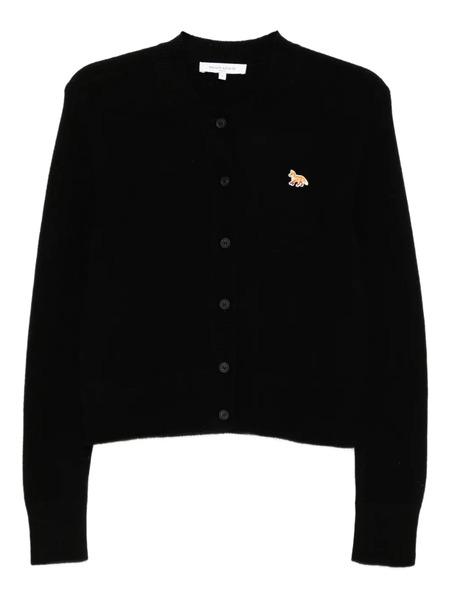  Maison Kitsuné Baby Fox-embroidered Patch Wool Cardigan - Black 