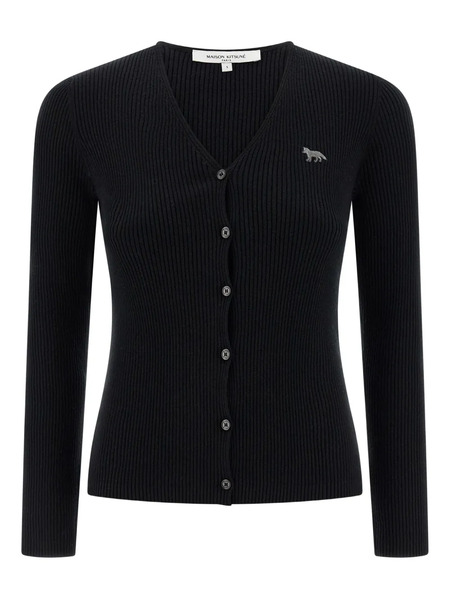  Maison Kitsuné Baby Fox-patch Button Cardigan - Black 