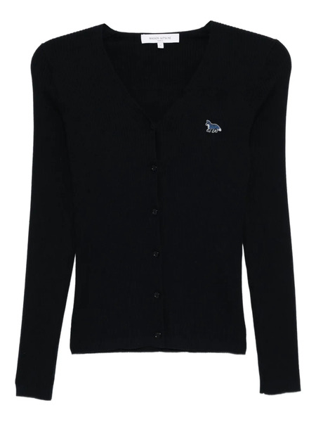  Maison Kitsuné Baby Fox-patch Ribbed Cardigan - Blue 