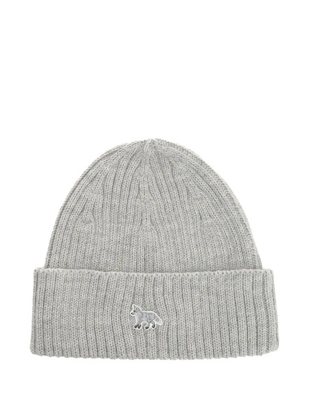 Maison Kitsuné Baby Fox Ribbed Beanie Hat - Grey 