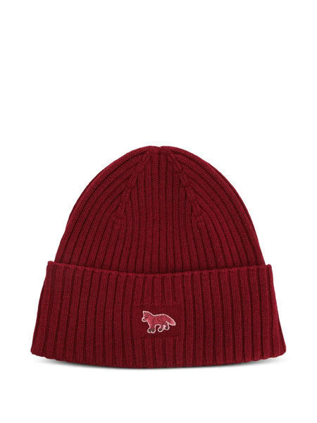  Maison Kitsuné Baby Fox Ribbed Beanie Hat - Red 