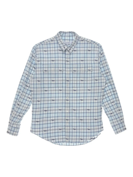  Maison Kitsuné Check-print Long-sleeve Shirt - Blue 