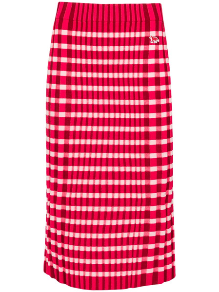  Maison Kitsuné Checked Knitted Skirt - Pink 