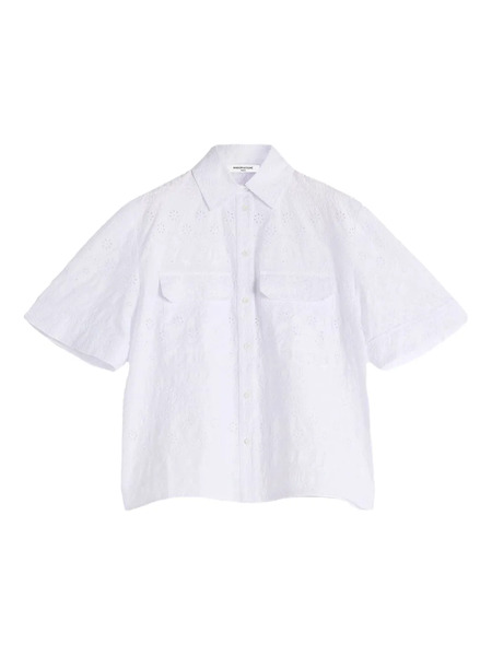  Maison Kitsuné Embroidered Short-sleeve Shirt - White 