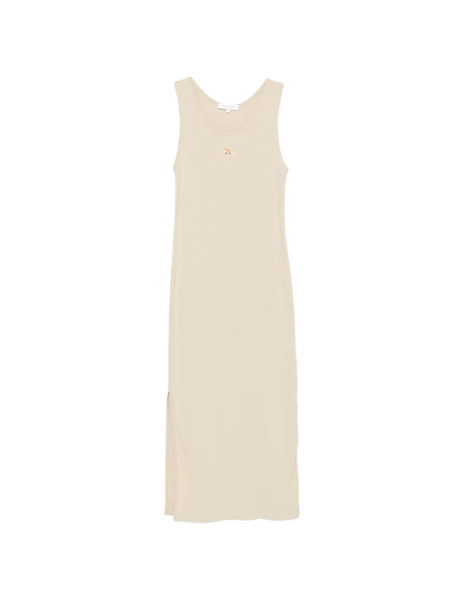  Maison Kitsuné Embroidered Side-slit Midi Dress - Neutrals 
