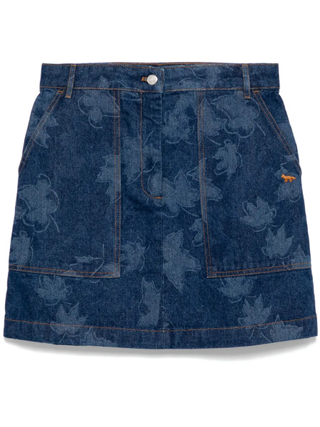  Maison Kitsuné Falling Leaves Laser Print Mini Skirt - Blue 