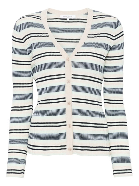  Maison Kitsuné Fine-ribbed Striped Cardigan - Neutrals 