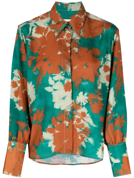  Maison Kitsuné Floral-print Spread-collar Shirt - Multicolour 