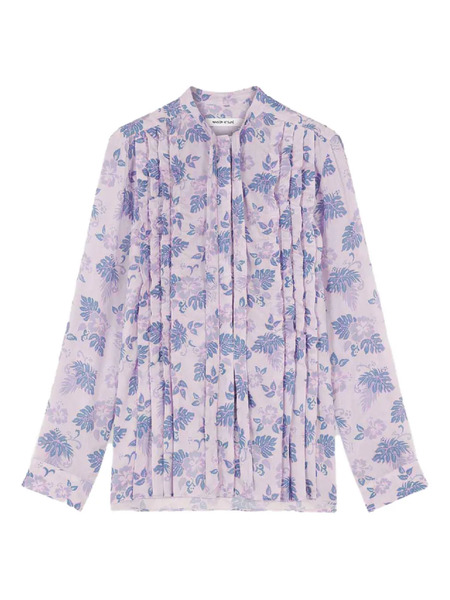  Maison Kitsuné Floral Pussy-bow Top - Purple 