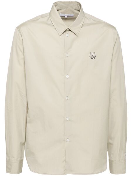  Maison Kitsuné Fox Head-embroidered Shirt - Neutrals 