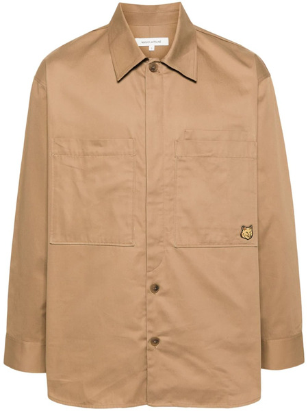  Maison Kitsuné Fox Head Gabardine Overshirt - Neutrals 