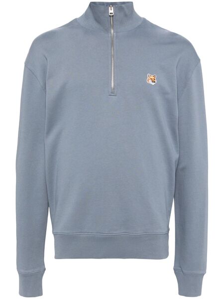  Maison Kitsuné Fox Head-patch Half-zip Sweatshirt - Blue 