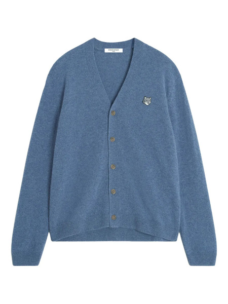  Maison Kitsuné Fox Head-patch Wool Cardigan - Blue 
