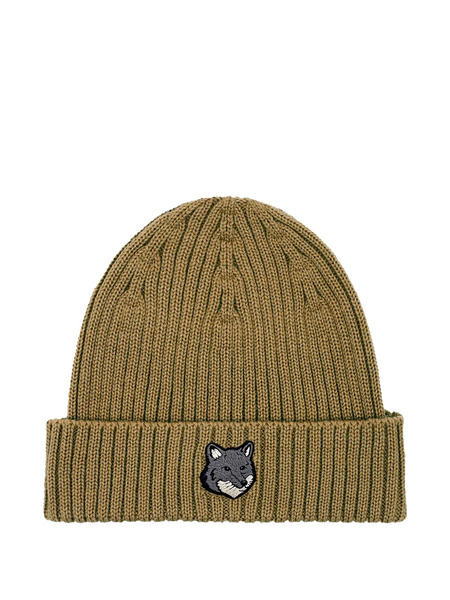  Maison Kitsuné Fox-head Ribbed Beanie - Brown 