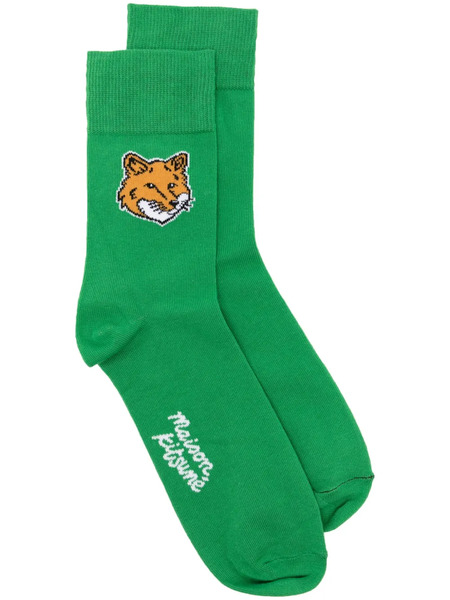  Maison Kitsuné Fox Head Socks - Green 