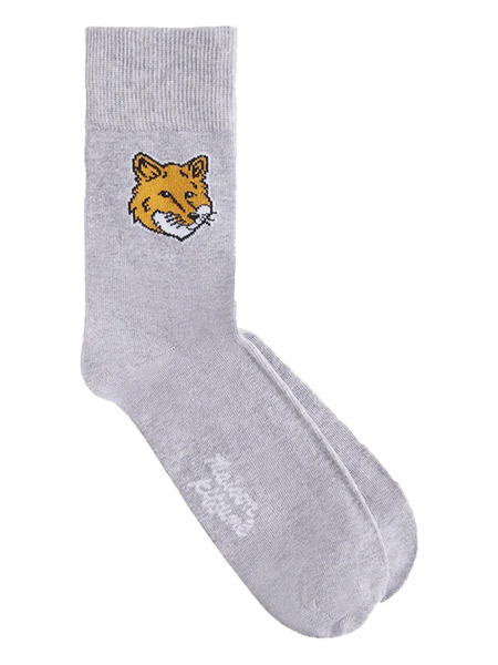  Maison Kitsuné Fox Head Socks - Grey 