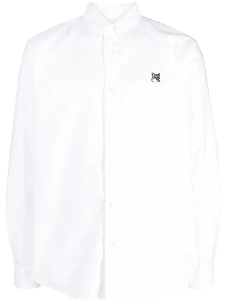  Maison Kitsuné Fox-patch Slim-cut Shirt - White 