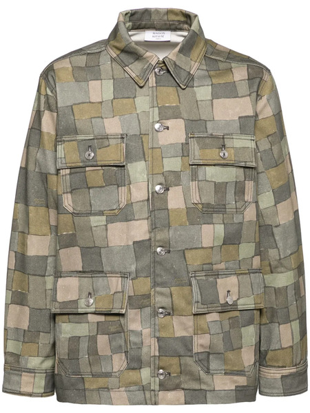 Maison Kitsuné Geometric-print Shirt Jacket - Green 