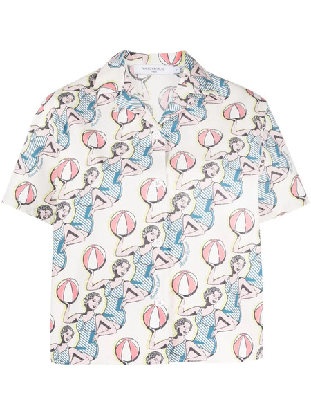  Maison Kitsuné Graphic-print Cotton Shirt - Neutrals 