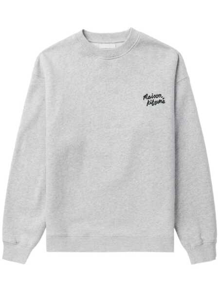  Maison Kitsuné Logo-embroidered Cotton Sweatshirt - Grey 