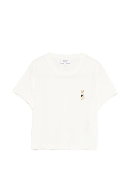  Maison Kitsuné Logo Embroidered T-shirt - Neutrals 