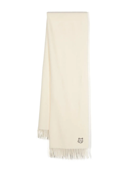  Maison Kitsuné Logo-embroidered Virgin Wool Scarf - White 