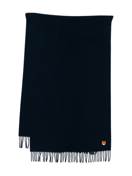  Maison Kitsuné Logo-embroidered Wool Scarf - Blue 