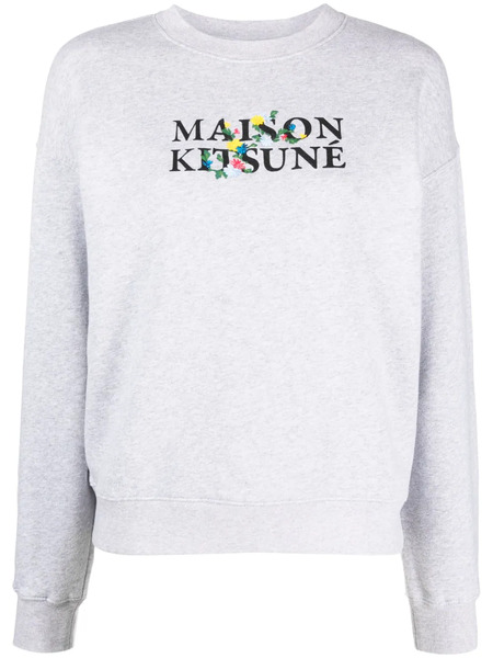  Maison Kitsuné Logo-print Cotton Sweatshirt - Grey 