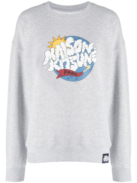  Maison Kitsuné Logo-print Cotton Sweatshirt - Grey 