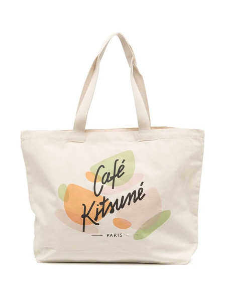  Maison Kitsuné Logo-print Tote Bag - Neutrals 