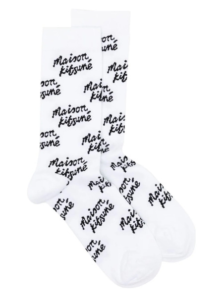  Maison Kitsuné Monogram Knit Socks - White 