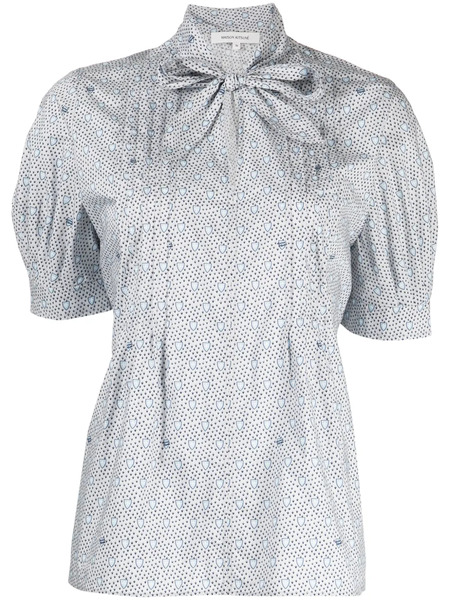  Maison Kitsuné Monogram-pattern Short-sleeve Shirt - Blue 