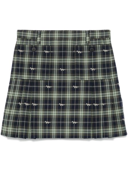  Maison Kitsuné Pocket-embellished Pleated Mini Skirt - Green 