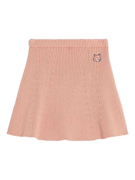  Maison Kitsuné Ribbed-knit Flared Mini Skirt - Pink 