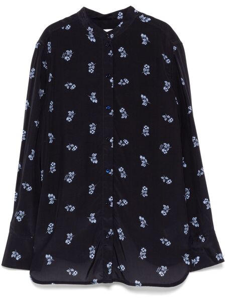  Maison Kitsuné Stand Collar Shirt - Blue 