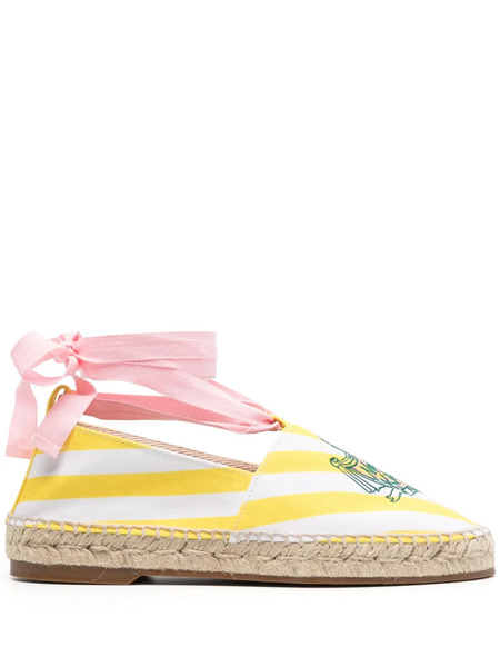  Maison Kitsuné Striped Lace-up Espadrilles - Yellow 