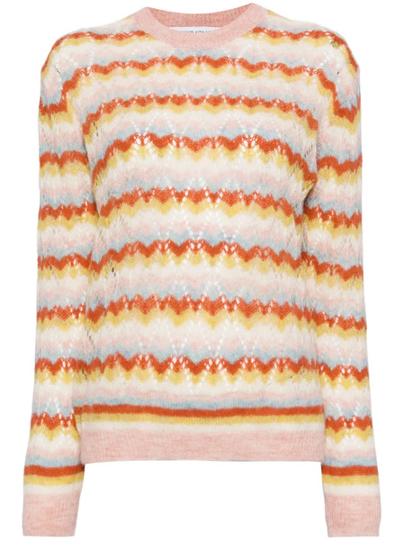  Maison Kitsuné Stripped Lace Jumper - Neutrals 